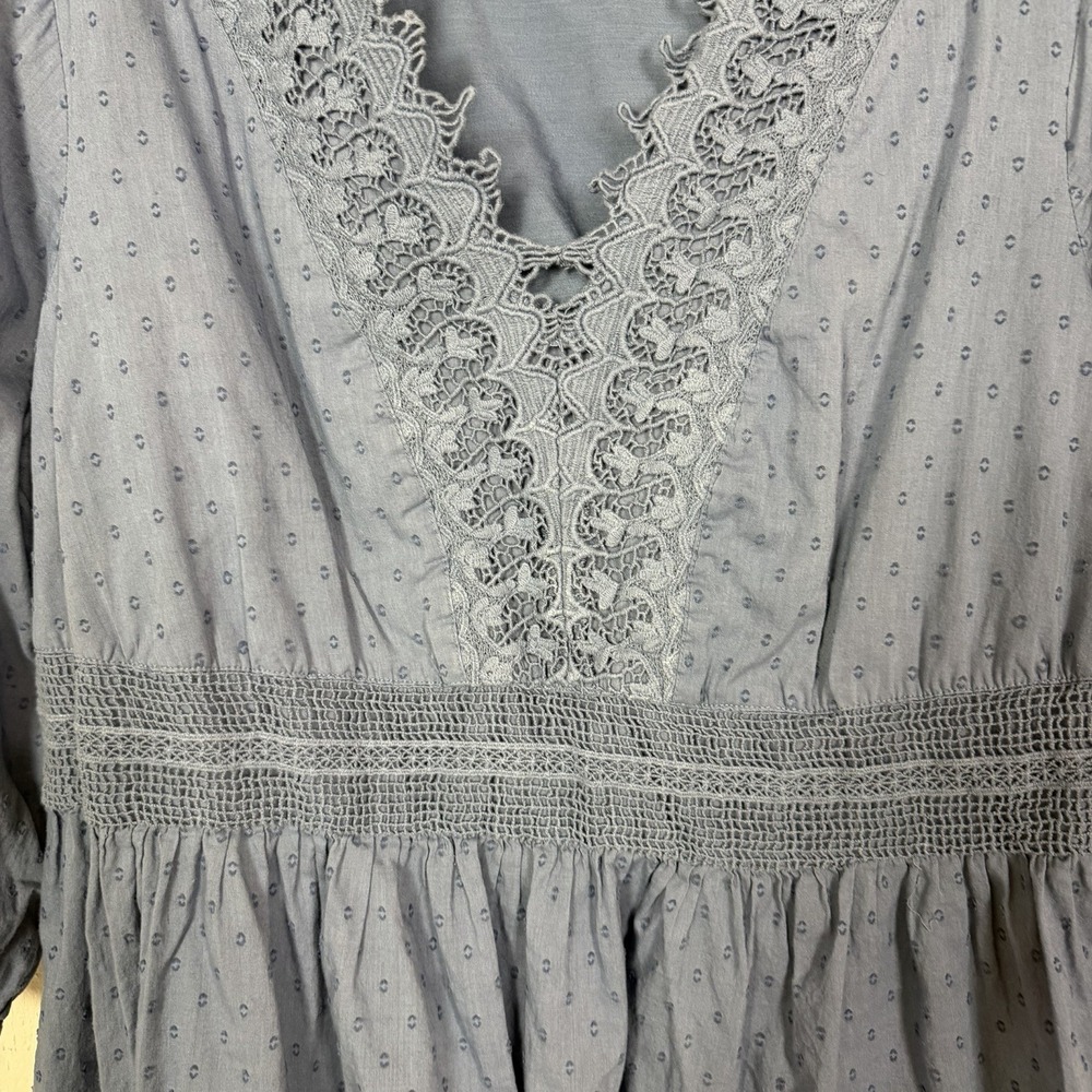 Lane Bryant Peplum Top Blue Crochet Lace Peasant Cottage Bohemian Romantic SZ 18 - Picture 4 of 15